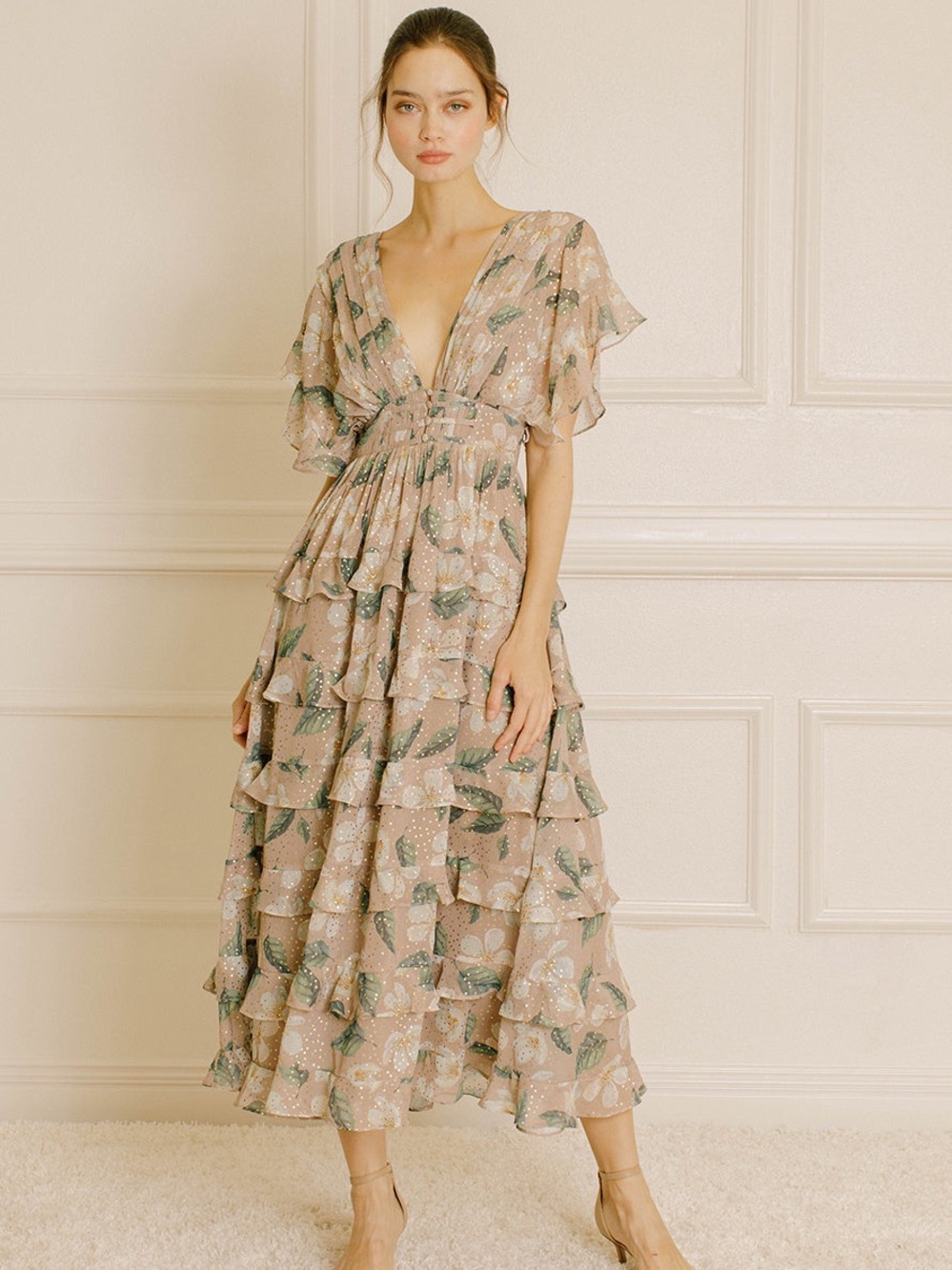 Molly Green Delilah Floral Maxi Dress size large